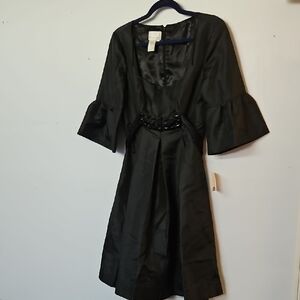 Donna Morgan Black A-Line Cocktail Dress with Bell Sleeves